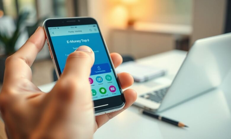 Cara top up e-money di HP